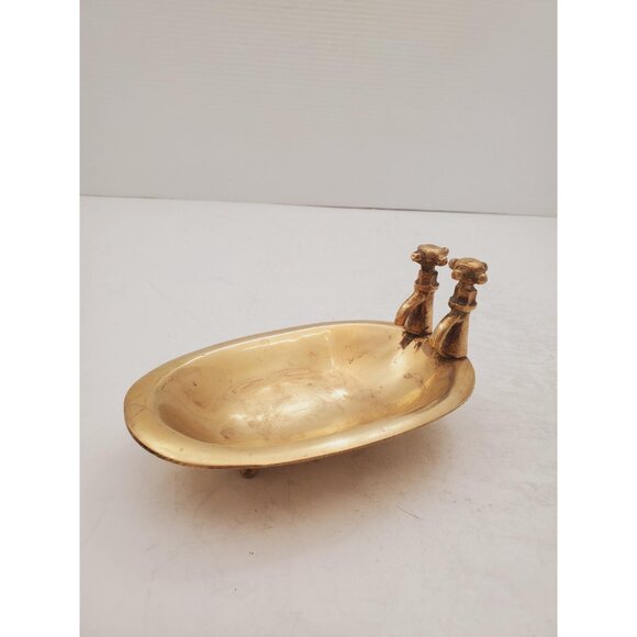Vintage 1950s / BRASS SOAP DISH / Solid Brass Soap Holder Soap Dispenser… - Picture 2 of 10